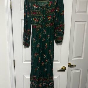 April Cornell Green Maxi Dress- size S